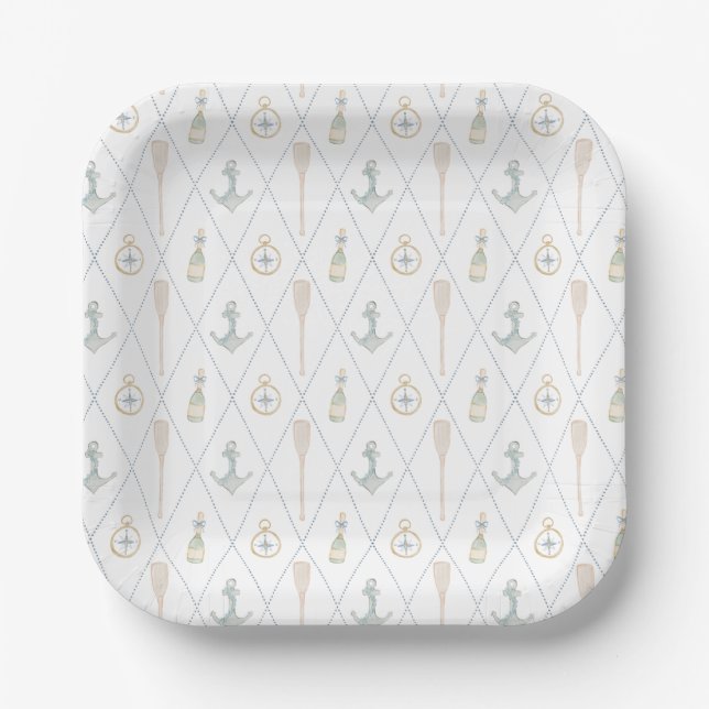 Coastal Sailboat Paper Plates Pappteller (Vorderseite)