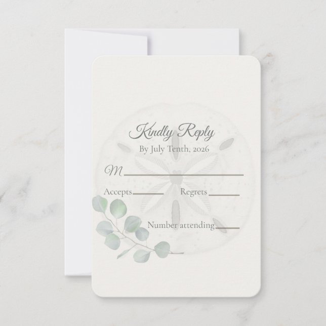 Coastal Sand Dollar Watercolor RSVP Karte (Vorderseite)