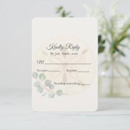 Coastal Sand Dollar Wedding RSVP Karte