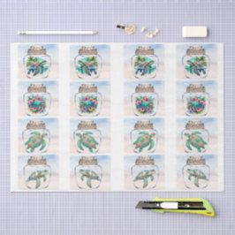 Coastal Sea Turtles in a Jar Decoupage  Seidenpapier