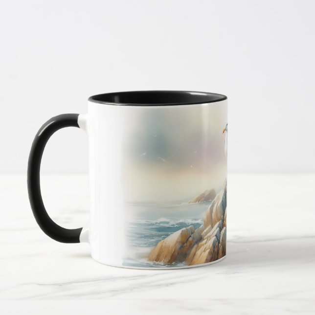 Coastal Seagulls Watercolor Seascape Tasse (Links)