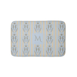 Coastal Seahorse Cameo Blue Cream Strip Monogram Badematte