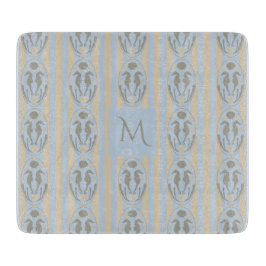 Coastal Seahorse Cameo Blue Cream Strip Monogram Schneidebrett