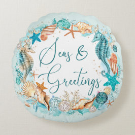 Coastal SEAS & GREETINGS Starfish Shells Rundes Kissen