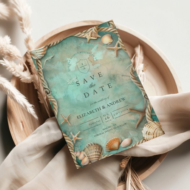 Coastal Seashell Botanical Wedding Save The Date (Von Creator hochgeladen)