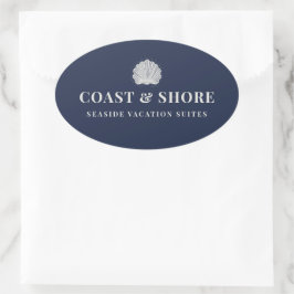 Coastal Seashell Brand Logo Ovaler Aufkleber