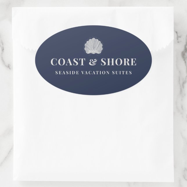 Coastal Seashell Brand Logo Ovaler Aufkleber (Tasche)