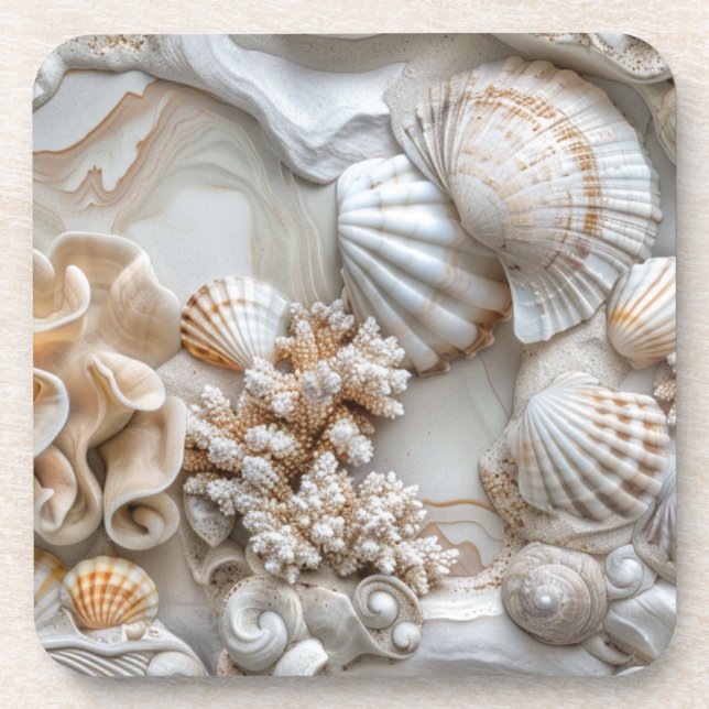 Coastal Seashell Coasters Getränkeuntersetzer (Vorderseite)