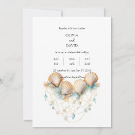 Coastal Seashell Garland Decor Beach Wedding Einladung