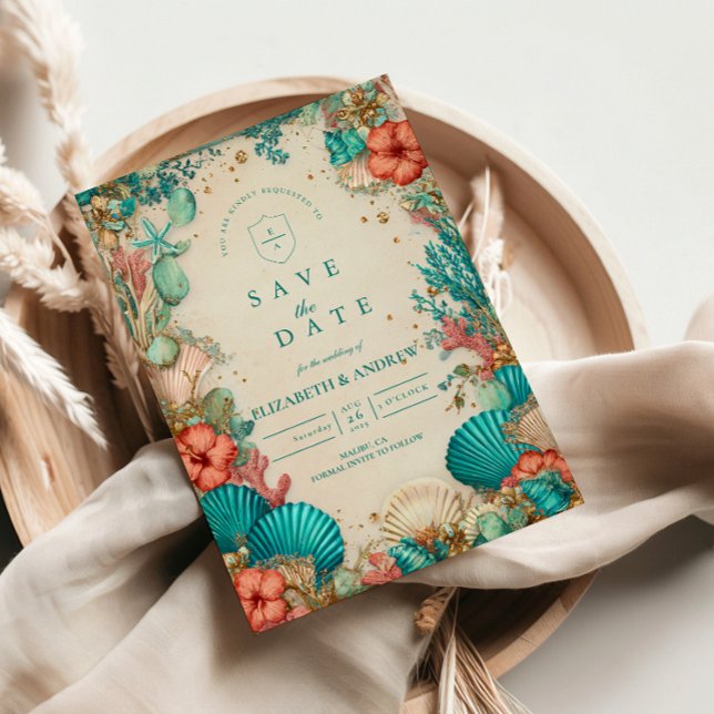 Coastal Seashell Wedding Save The Date (Von Creator hochgeladen)