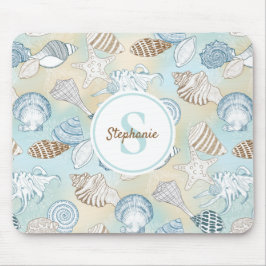 Coastal Seashells Monogram Mousepad