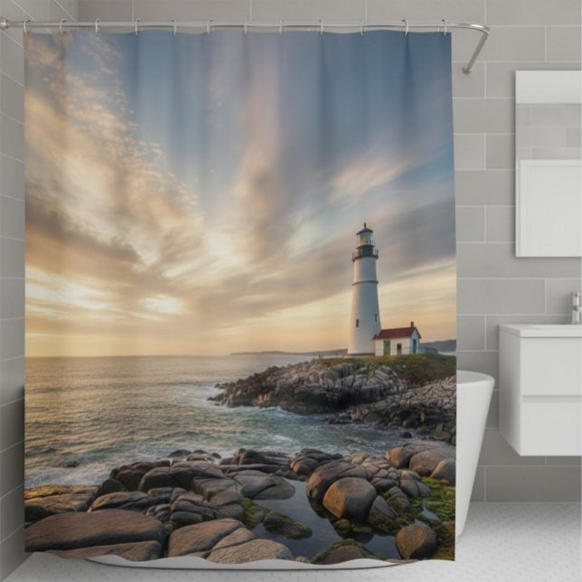 Coastal Serenity Lighthouse Shower Curtain Duschvorhang (Von Creator hochgeladen)