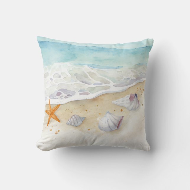 Coastal Serenity Waves Throw Pillow Kissen (Vorderseite)