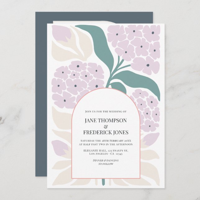 Coastal Spring Floral Modern Spring Wedding Einladung (Vorne/Hinten)