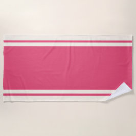 Coastal Stripe Beach Towel - Raspberry & Cream Strandtuch