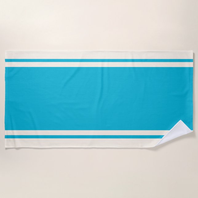 Coastal Stripe Beach Towel - Turquoise & Cream Strandtuch (Vorderseite)