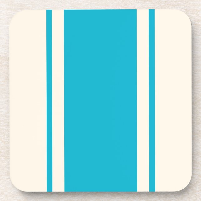 Coastal Stripe Coaster - Turquoise & Cream Getränkeuntersetzer (Vorderseite)