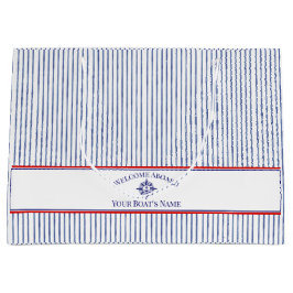 Coastal Stripe Monogram Boat Name Design Große Geschenktüte