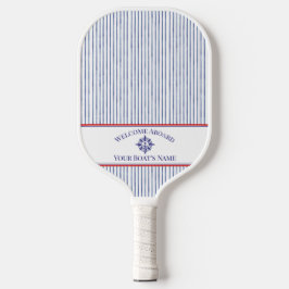Coastal Stripe Monogram Boat Name Design Pickleball Schläger