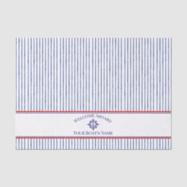 Coastal Stripe Monogram Boat Name Design Seidenpapier
