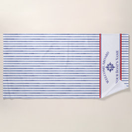 Coastal Stripe Monogram Boat Name Design Strandtuch