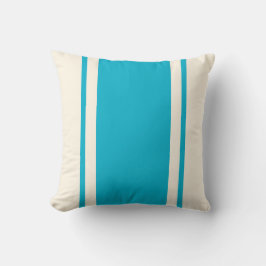 Coastal Stripe Throw Pillow – Turquoise & Cream Kissen
