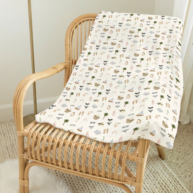 Coastal Summer Neutral Watercolor Pattern Fleecedecke (Von Creator hochgeladen)