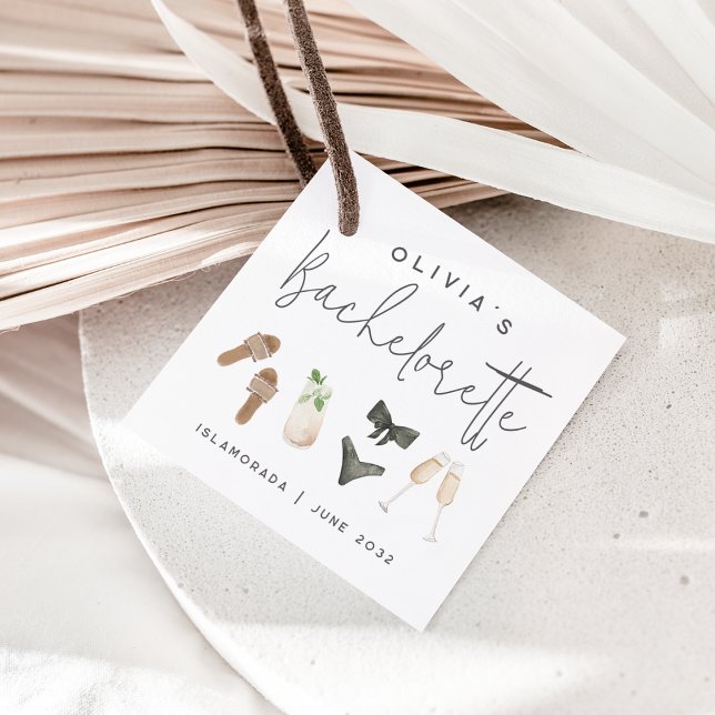 Coastal Summer Neutrals Bachelorette Party Geschenkanhänger (Von Creator hochgeladen)