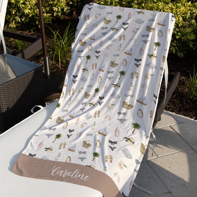 Coastal Summer Personalized Bachelorette Party Strandtuch (Von Creator hochgeladen)