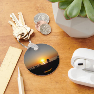Coastal Summer Sunset Silhouette Schlüsselanhänger