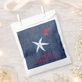 Coastal Thema Valentine's Day Red Heart & Starfish Geschenktütchen