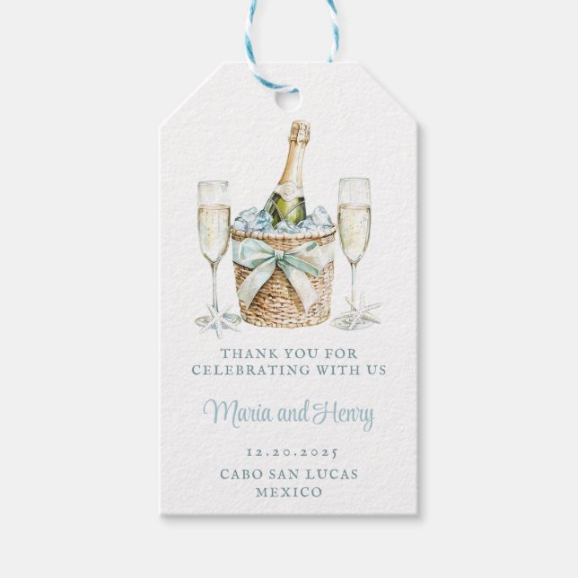 Coastal Toast | Strandhochzeit Geschenkanhänger (Vorderseite)