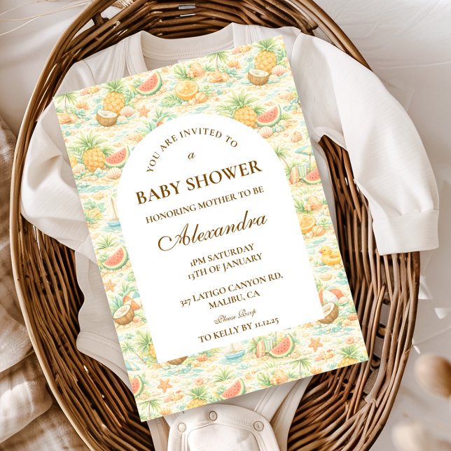 Coastal Tropical Fruits Baby Shower Einladung (Von Creator hochgeladen)