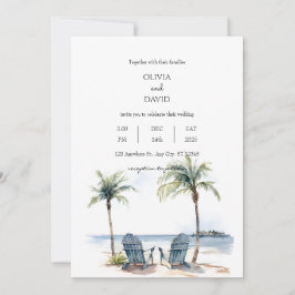 Coastal Tropical Palm Trees Beach Hochzeiten Einladung