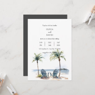 Coastal Tropical Palm Trees Beach Hochzeiten Einladung