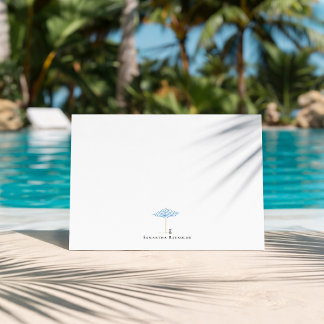 Coastal Umbrella Dog Minimal Monogram Mitteilungskarte