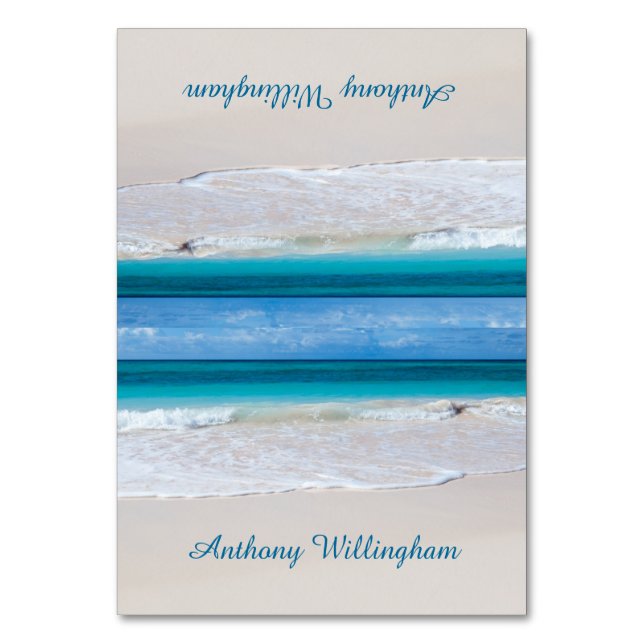 Coastal Vows Tented Beach Hochzeiten Platzkarten Tischnummer (Vorderseite)