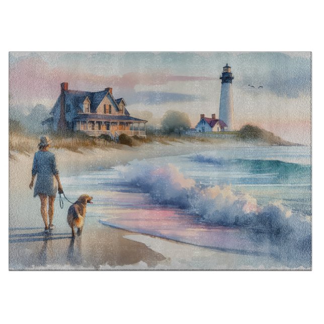 Coastal Walk to Lighthouse at Sunset Schneidebrett (Vorderseite)