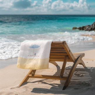 Coastal Watercolor Beach Umbrella Dog Towel Strandtuch