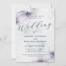 Coastal Watercolor Blauer Elegante Hochzeit Einladung