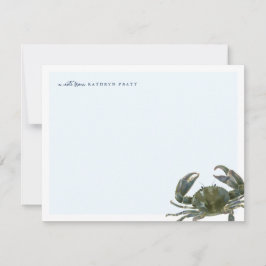 Coastal Watercolor Blue Crab Personal Stationery Mitteilungskarte
