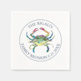 Coastal Watercolor Blue Crab Personalisiert Serviette