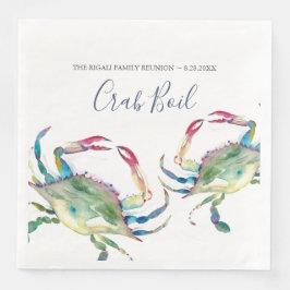 Coastal Watercolor Blue Crab Personalisiert Serviette