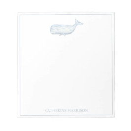 Coastal Watercolor Blue Whale Personalisiert Notizblock