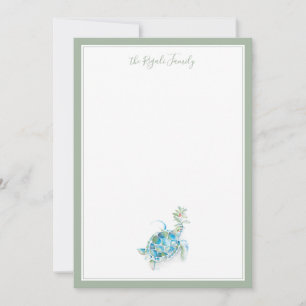Coastal Watercolor Christmas Sea Turtle Notecards Mitteilungskarte