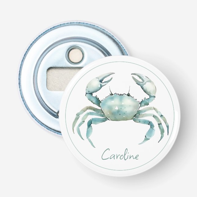 Coastal Watercolor Crab Personalized Flaschenöffner (Vorderseite)