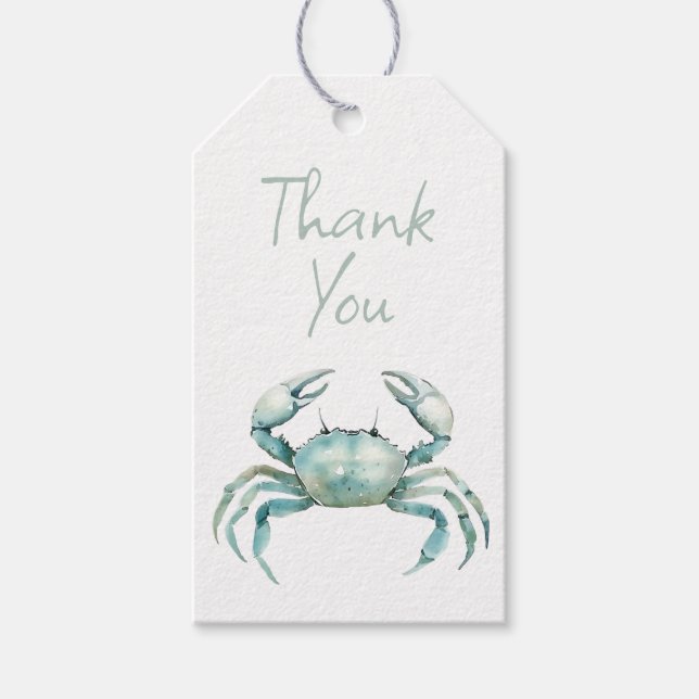 Coastal Watercolor Crab Personalized Geschenkanhänger (Vorderseite)