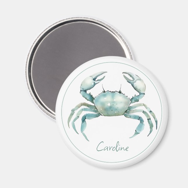 Coastal Watercolor Crab Personalized Magnet (Vorderseite/Rückseite)