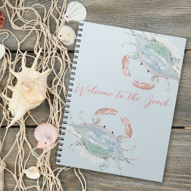 Coastal Watercolor Crab Rental Guest Book Notizblock (Von Creator hochgeladen)