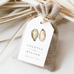 Coastal Watercolor Oyster Wedding Geschenkanhänger
